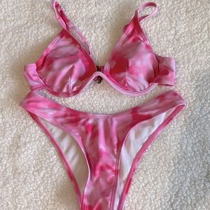 Hot pink tie dye underwire bikini Small